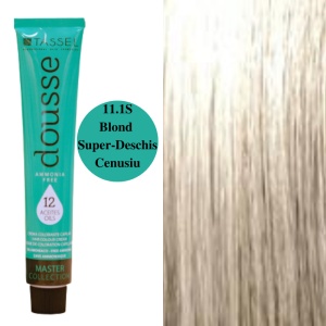 Vopsea fara amoniac cu 12 uleiuri hranitoare pentru par Dousse Tassel nr 11.1S, Blond Super Deschis Cenusiu - 100 ml