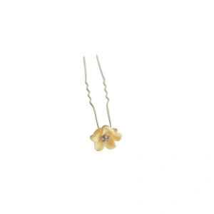 Ac pentru coc, cu floare mica crem, argintiu din metal - 1 buc