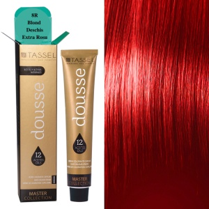 Pigment de par cu 12 uleiuri hranitoare si putin amoniac Dousse Tassel nr 8R, Blond Deschis Extra Rosu 100 ml