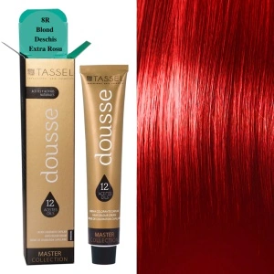 Pigment de par cu 12 uleiuri hranitoare si putin amoniac Dousse Tassel nr 8R, Blond Deschis Extra Rosu 100 ml