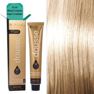 Vopsea de par cu 12 uleiuri hranitoare si putin amoniac Dousse Tassel nr 11.1S Blond Cenusiu Super Luminos 100 ml