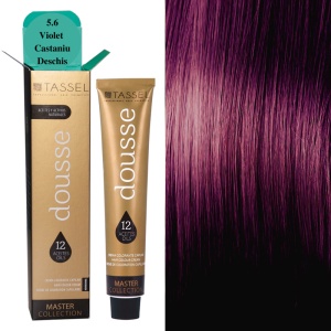 Vopsea de par cu 12 uleiuri hranitoare si putin amoniac Dousse Tassel nr 5.6, Violet Castaniu Deschis 100 ml