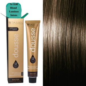 Vopsea de par cu 12 uleiuri hranitoare si putin amoniac Dousse Tassel nr 8.00, Blond Intens Luminos 100 ml