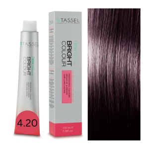 Vopsea de par cu keratina, ulei de argan si amoniac Bright Color nr 4.20, Castaniu Mediu Violet - 100 ml