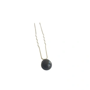 Ac pentru coc argintiu, cu decoratiune PERLA NEAGRA - 1 buc - Img 2