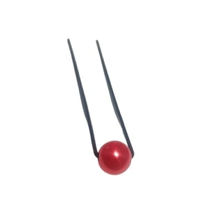 Ac pentru coc, din metal, cu perla rosie - set de 10 buc - Img 4