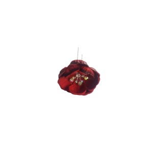 Ac pentru par, din metal, floare rosie deschis cu pietricele (strasuri), accesoriu pentru coc - 1 buc - Img 2