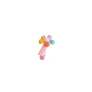 Clama pentru par ROZ, cu floricica, tip clips - 1 buc - Img 2
