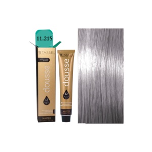 Vopsea de par cu 12 uleiuri hranitoare si putin amoniac Dousse Tassel nr 11.21S, Blond Super Deschis Gri Perlat 100 ml