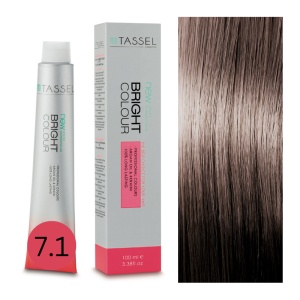 Vopsea de par cu keratina, ulei de argan si amoniac Bright Color nr 7.1, Blond Cenusiu Mediu- 100 ml