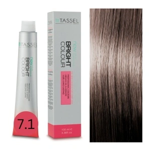 Vopsea de par cu keratina, ulei de argan si amoniac Bright Color nr 7.1, Blond Cenusiu Mediu- 100 ml
