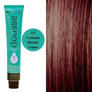Vopsea fara amoniac cu 12 uleiuri hranitoare pentru par Dousse Tassel nr 5.5, Castaniu Deschis Cupru - 100 ml