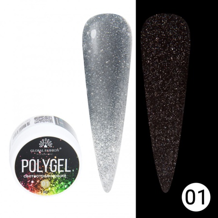 POLYGEL CONSTRUCTIE UNGHII CU SCLIPICI REFLECTORIZANT DISCO POLYGEL 15G, 01