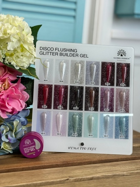 Gel pentru conctructie 15 gr, Disco Flashing Glitter Builder Gel 14 - Img 2