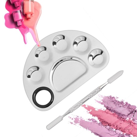 Paleta mixare culori cu spatula, semirotunda cu 5 compartimente