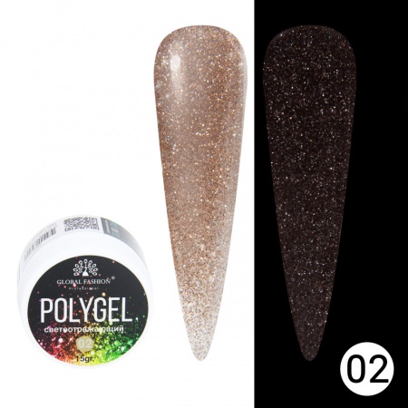 POLYGEL CONSTRUCTIE UNGHII CU SCLIPICI REFLECTORIZANT DISCO POLYGEL 15G, 02