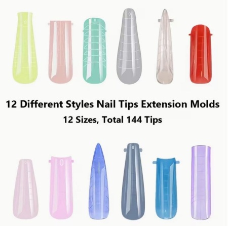 Smart Tips Mix 288 bucati top forme reutilizabile - 12 tipuri - colorate #3 - Img 2