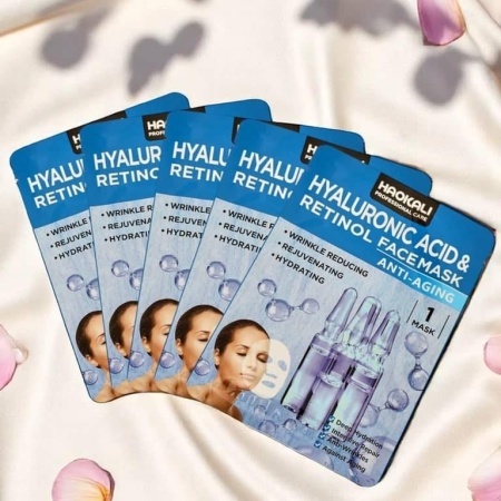 Mască de față HAOKALI Hyaluronic Acid &amp; Retinol Face Mask - 10 bucati - Img 3