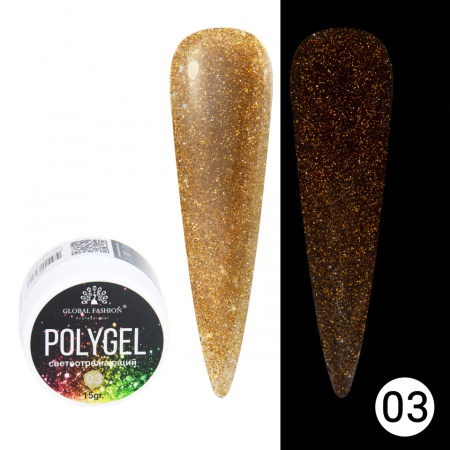 POLYGEL CONSTRUCTIE UNGHII CU SCLIPICI REFLECTORIZANT DISCO POLYGEL 15G, 03