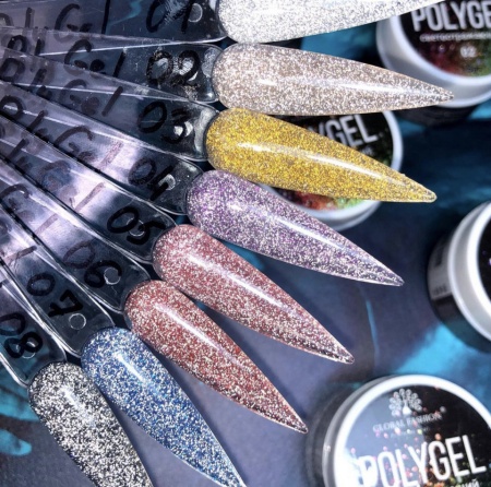 POLYGEL CONSTRUCTIE UNGHII CU SCLIPICI REFLECTORIZANT DISCO POLYGEL 15G, 06 GLOBAL FASHION - Img 3