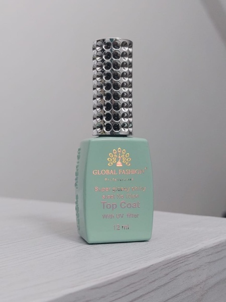 Top Coat cu filtru UV, Global Fashion, Super Glossy Shiny Top Coat cu filtru UV, 12ml - Img 2
