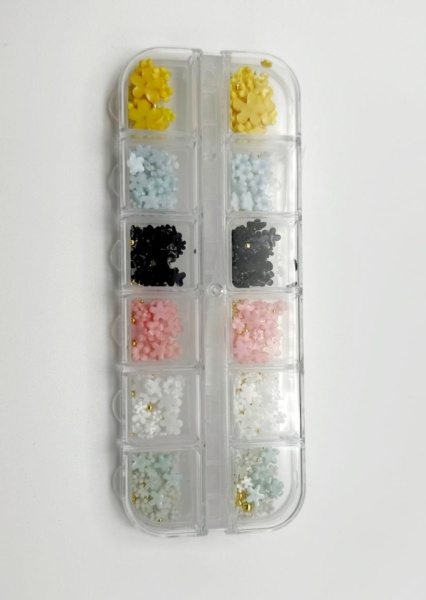 Decoratiune 3D pentru unghii, set (flori colorate)