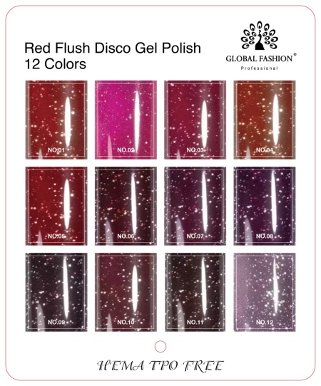 Ojă semipermanentă Red Flush Disco 8 ml, 04 - Img 2