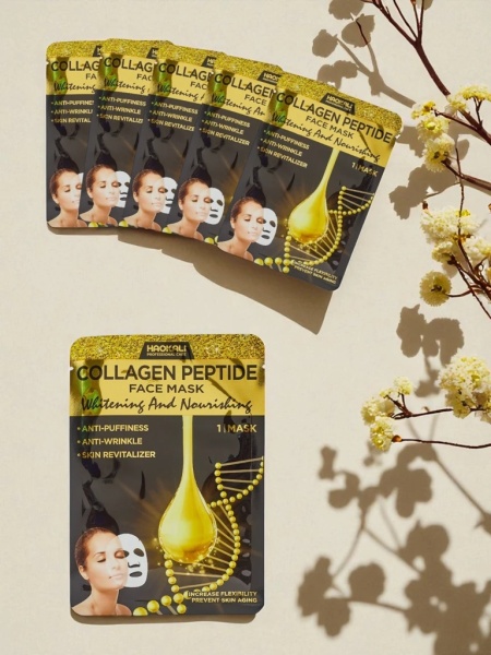 Mască de față HAOKALI Collagen Peptide Face Mask - 10 bucati - Img 4