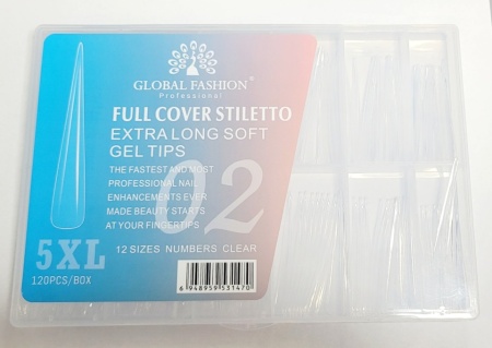 Set 120 bucati tipsuri dizolvabile -soft gel , 12 marimi, 5XL extra-lung, stiletto, Nr. 02 - Img 2