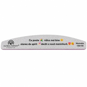 Pila de unghii , semiluna , gri, granulatie 150/150 "Ce poate ridica mai bine starea de spirit decât o nouă manichiură."