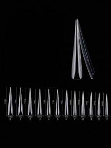 Set 120 bucati tipsuri dizolvabile -soft gel , 12 marimi, 5XL extra-lung, stiletto, Nr. 02