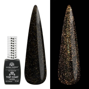 Top Coat reflectorizant Disco Silver pentru unghii, fara strat de dispersie, auriu, 12ml