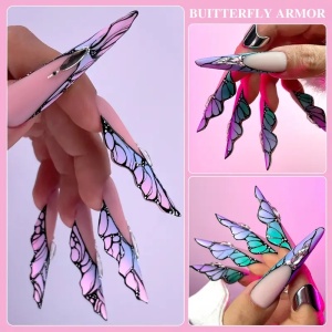 Tipsuri reutilizabile pentru extensia unghiilor, „Butterfly”, 120 buc., 15 mărimi - Img 5