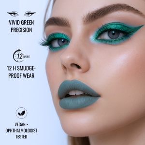 Creion de ochi moale, gel, Global Fashion, Verde cu sclipici