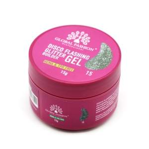 Gel pentru conctructie 15 gr, Disco Flashing Glitter Builder Gel 15