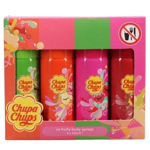 Set 4 x Chupa chups, mini spray de corp cu diferite arome fructate, 50 ml