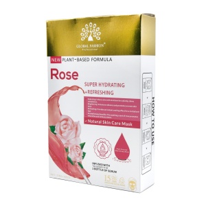 Mască facială Global Fashion, trandafir, super hidratantă și revigorantă, 25 ml, 10 bucăți