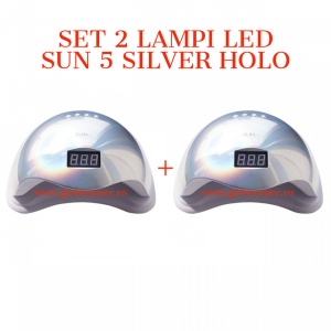 SET 2 Lampi LED SUN 5 cu afisaj digital - 48 W - SILVER HOLO