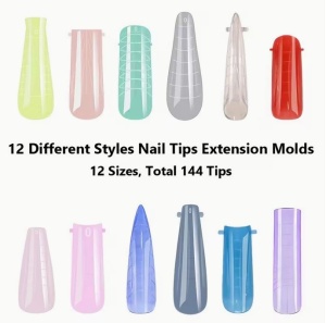 Smart Tips Mix 288 bucati top forme reutilizabile - 12 tipuri - colorate #3 - Img 2