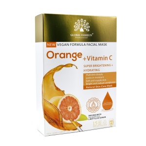 Mască facială Global Fashion, portocală + vitamina C, super iluminatoare și hidratantă, 25 ml, 10 bucăți