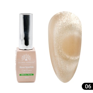 Ojă semipermanentă Cat eye Rose Sparkle 8 ml, 06