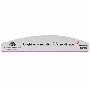 Pila de unghii , semiluna , gri, granulatie 180/240 "Unghiile nu sunt dinți, cresc din nou"