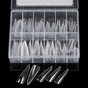 Set extensie, tipsuri reutilizabile, stilleto migdala, 120 buc, Nr. 02