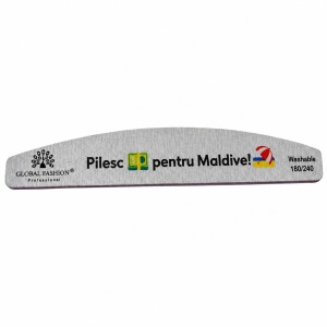 Pila de unghii , semiluna , gri, granulatie 180/240 "Pilesc pentru Maldive"