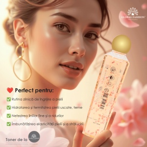 Tonic cu extracte din plante, peptide active, hidratare și fermitate, Global Fashion, Petal Toner - Img 3