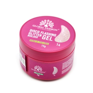 Gel pentru conctructie 15 gr, Disco Flashing Glitter Builder Gel 14