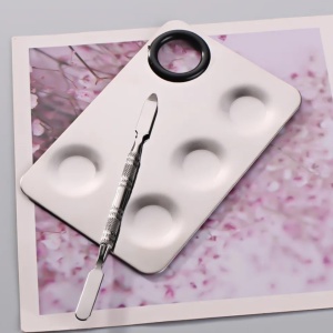 Paleta mixare culori cu spatula, dreptunghiulara cu 4 compartimente
