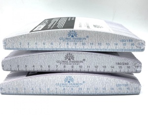Pila pentru unghii refolosibila gradata Global Fashion semiluna 150/150 PREMIUM