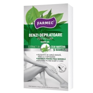 Farmec Benzi Depilatoare Corp Ceara Gel Ceai Verde 16buc