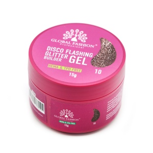 Gel pentru conctructie 15 gr, Disco Flashing Glitter Builder Gel 10